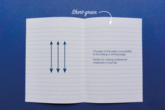 Short Grain Notebook Paper from Bookshell Bindery - The grain of the paper runs parallel to the folding or binding edge