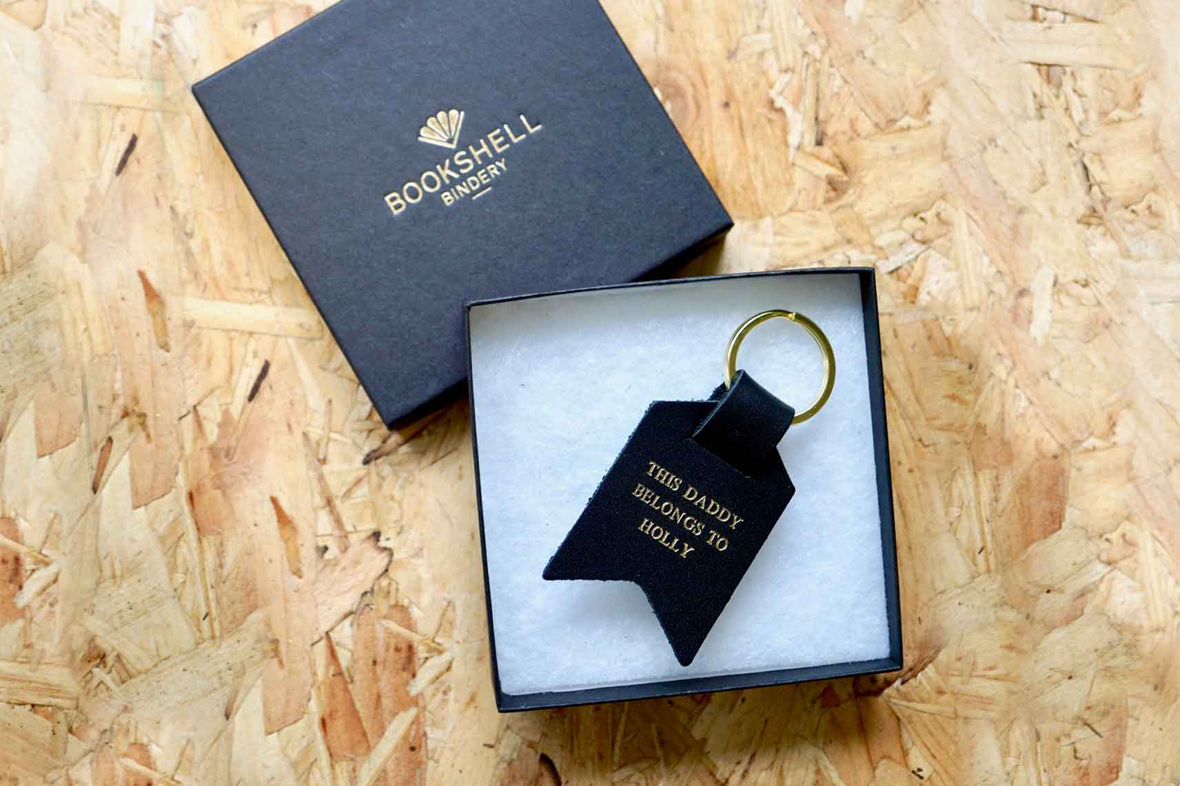 Personalised Keyrings for Dad, This Daddy Belongs To Holly, from Bookshell Bindery