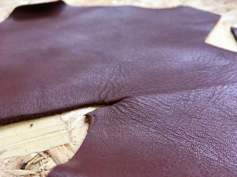 Close-up of texture of Scrap Leather Offcuts – Light Brown Cowhide Leather Pieces by Bookshell Bindery