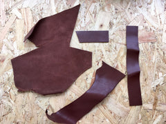 Showing back of Scrap Leather Offcuts – Light Brown Cowhide Leather Pieces by Bookshell Bindery