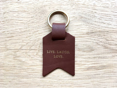 Also available – Live Laugh Love, Light Brown Leather Keyring