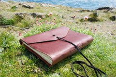 what3words leather journal from Bookshell Bindery