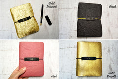 Vegan Leather Journal available in 4 colours – Black, Pink, Gold Smooth or Gold textured